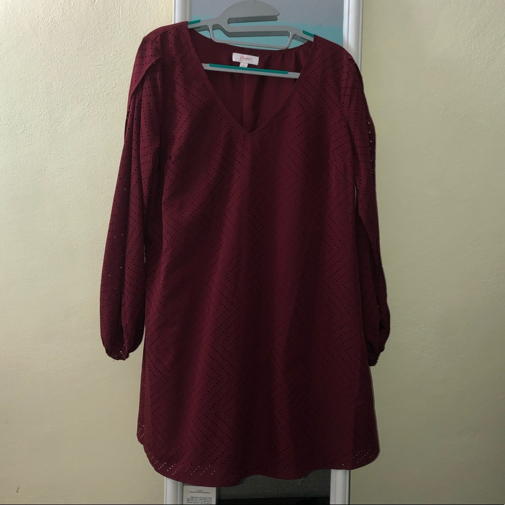 Candie’s Eyelet Open Long-sleeve Dress